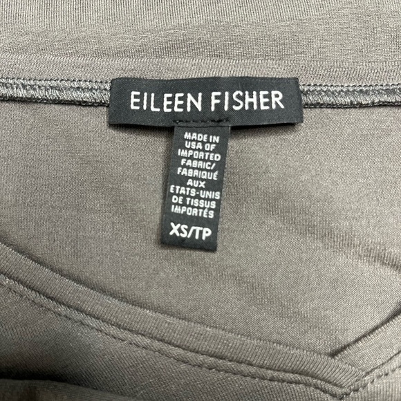 Eileen Fisher Deep V-Neck T-Shirt Dress in Gray Size X-Small Viscose and Spandex - Picture 6 of 9